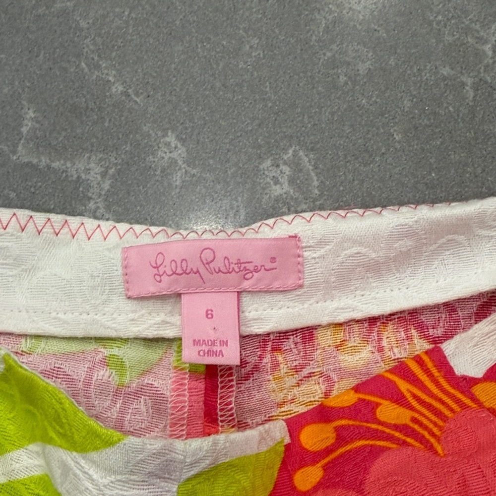 Lilly Pulitzer High Waist Floral Shorts - Pink, Green, Yellow - Picture 2 of 5